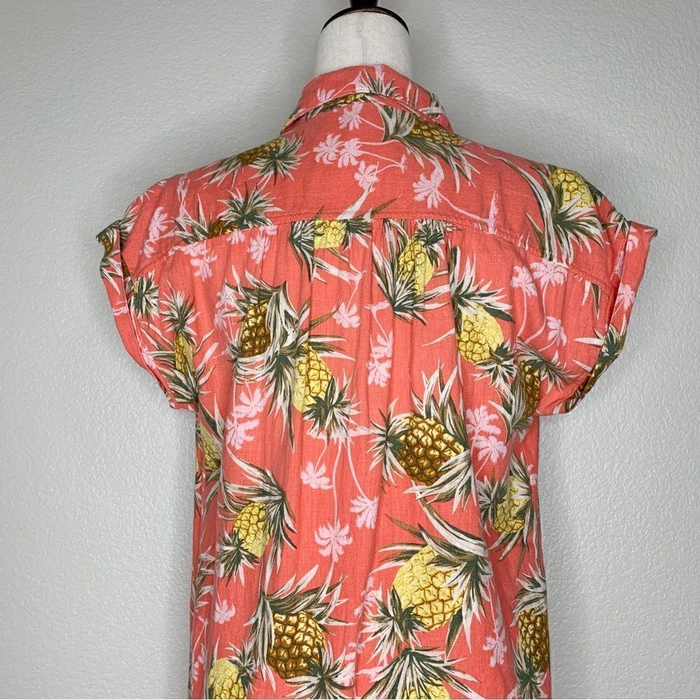 NWOT Old Navy Linen Blend Pineapple Print Summer Shift Shirt Dress, Sz Small - Picture 8 of 12